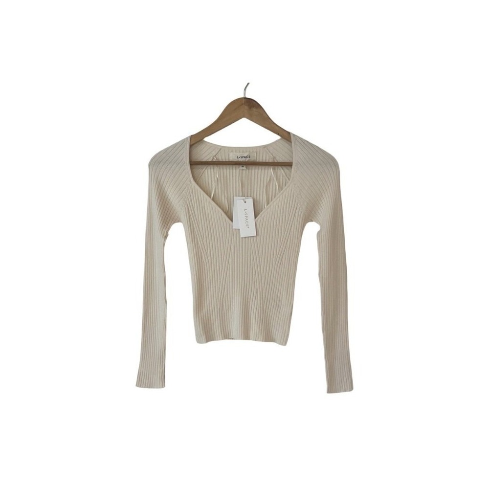 NEW L*Space Camryn Ribbed Fitted Long Sleeve Tapioca (Cream) Sweater Size Small - Picture 3 of 16
